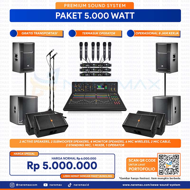 Vendor Sewa Sound System Murah Jakarta Paket 5000 Watt - Daftar Harga Pricelist Rental Jasa Sewa Sound System Bogor Depok Tangerang Bekasi Bandung Surabaya Bali Terbaik